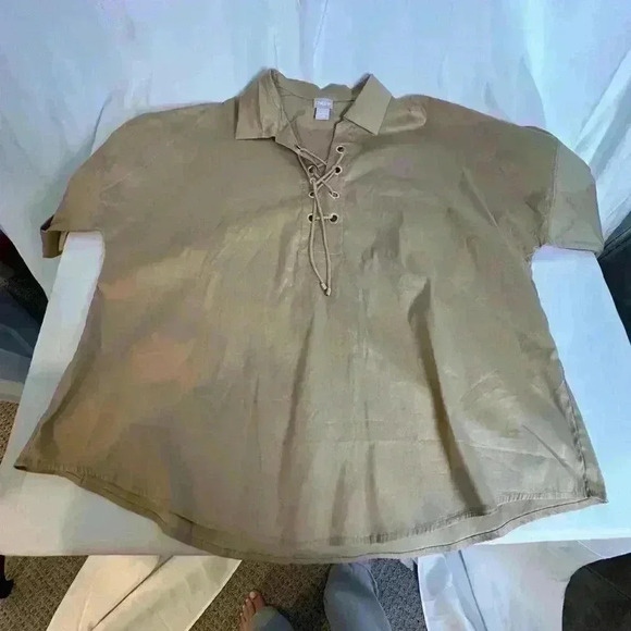 Chico's Womens Top with front string tie, Taupe (Size 4) - Picture 11 of 13